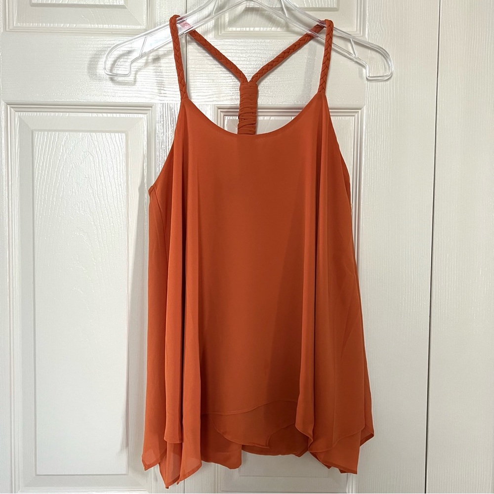NWOT Naked Zebra Orange Chiffon Tank Top Blouse